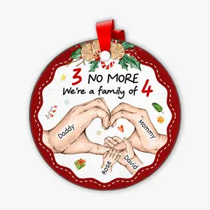 We're Family Of Four Circle Christmas Gift Personalized Ornament Circle Ornament sublimation ornaments