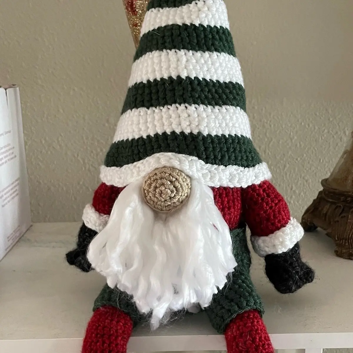 Handmade Crochet Christmas Gnome - Festive Home Decor