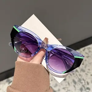 Cat Eye Transparent Candy Color Sunglasses for Women & Men Vintage Floral Design Gradient AC Lenses Large Lightweight Polycarbonate Frame UV400 Protection Anti-Eyestrain Eyewear for Daily Fashion Outdoor Use, Tinted Lens Sunglasses, Oversized