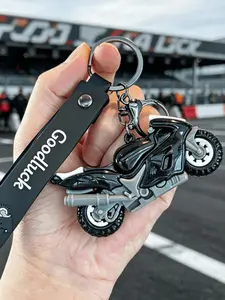 Cool 3D Motorcycle Model Keychain, Stylish Keyring, Creative Motorbike Keychain with Wrist Strap, Durable Anti-Lost Metal Key Holder, Bag Charm for Men Boys Teens Bikers Motorcycle Lovers Car Keys Backpack Birthday Father's Day Gift