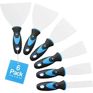 6 Pack Putty  Set - Stainless Steel Spackle &  Scrapers (1", 1.5", 2", 3", 4", 5") | Flexible Metal Scraper Tools for Drywall Repair, Wallpaper Removal, Plaster & Adhesive