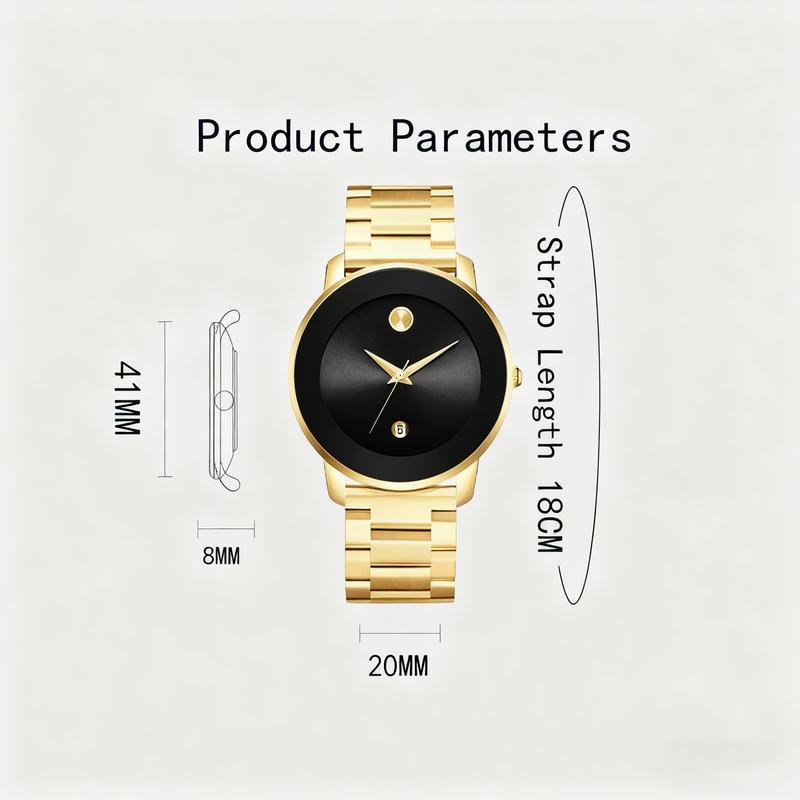 Luxury Business Quartz Watches For Ladies And Gentlemen Featuring Solid Stainless Steel Straps Calendar Function And Water Resistance With A Minimalist Design They Are Elegant And Durable Suitable For Daily Wear