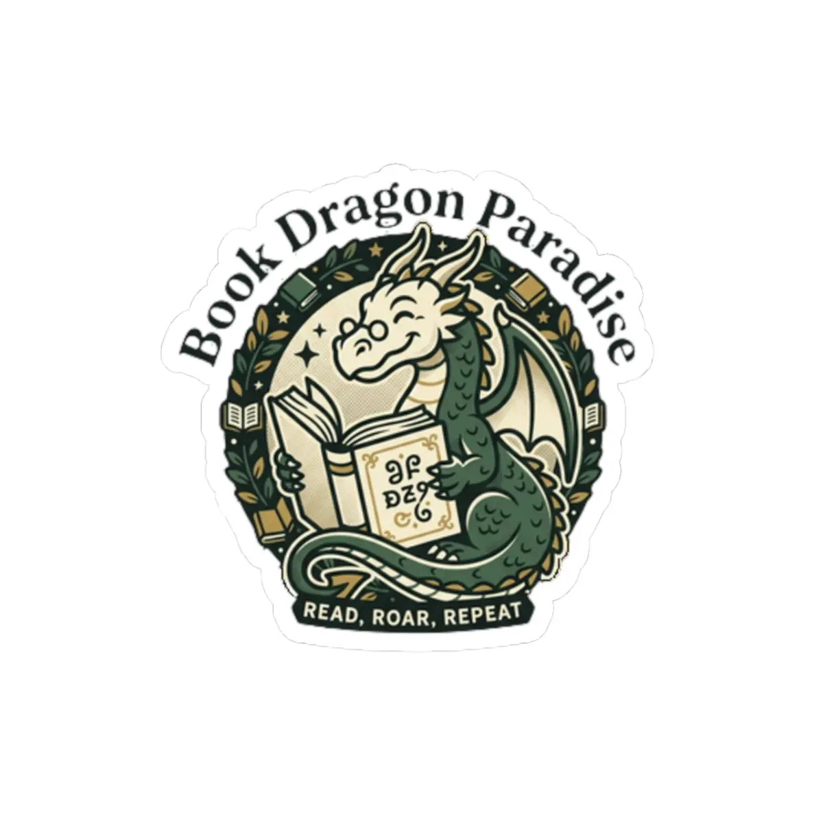 Book Dragon Paradise Vinyl Stickers, Dragon Theme Glossy Finish Kiss-Cut Print-On-Demand Stickers for DIY Scrapbooking & Stamping, Kiss-Cut Stickers