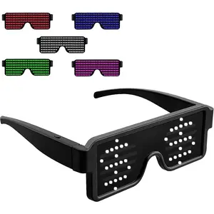 Upgrade Dynamic LED Glowing Glasses USB Rechargeable Light Up Glasses with Flashing Neon 11 Patterns Luminous Glasses
