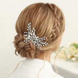 Silver Glass Rhinestone Bridal Wedding Hair Comb Side Comb Hair Accessory