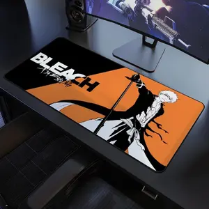 Ichigo Kurosaki Desk Mat, Bleach Anime Hollow Mask Design, Ultra HD Gaming Mouse Pad for Shonen Fans and Sword Fight Setups