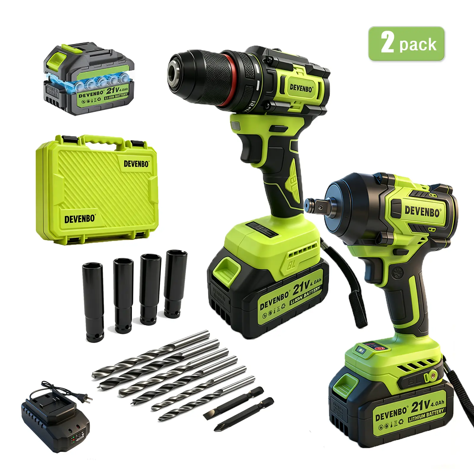 DEVENBO Cordless Impact Wrench ,High Torque 1000N.m,4.0Ah Battery, 3300RPM, 4 Sockets, Electric Impact Driver, Gift for Home, Vehicles & Men,  DealsForYouDays