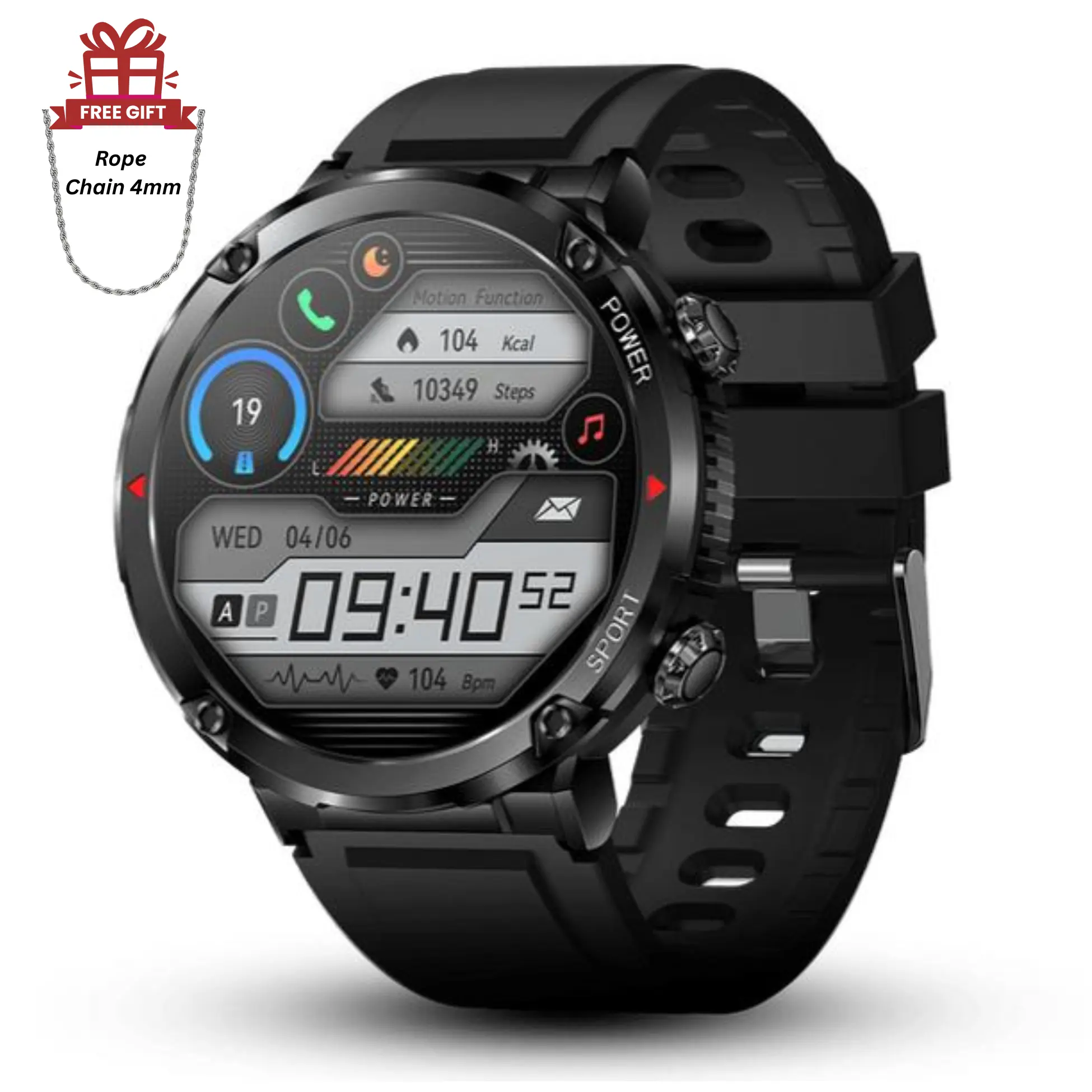 ALPHAGEAR Bravo XL Smart Watch - Largest Screen in Market Water-Proof Metal Bumper with 3 Bands & Extra Cable Included Free Alpha Cutter Gift