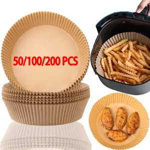 Time-Saving Air Fryer Sheets! 50/100/200PCS, Non-Stick, Oil-Proof, Fits Most Air Fryers (2-8QT)