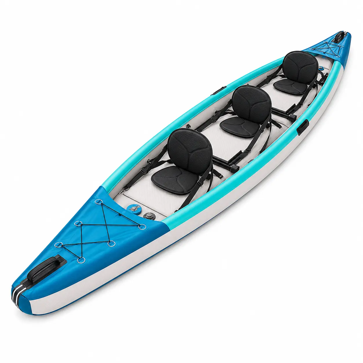 3-Person Inflatable Touring Kayak, Stable Foldable Canoe, Portable Water Sport Boat for Adults Beginners