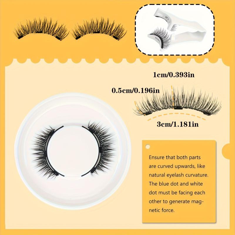 Reusable Magnetic Eyelashes - Waterproof, Natural & Voluminous, Glue-Free 3D False Lash Set with White Clips for Easy Application and Long-Lasting Hold, Waterproof Lash Kit