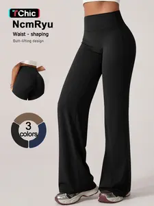 Women's High Waist Sporty Long Pants, Breathable Skin-Friendly Micro Flare Leggings, Athleisure Bottoms, Perfect for Yoga Pilates Gym Casual Wear