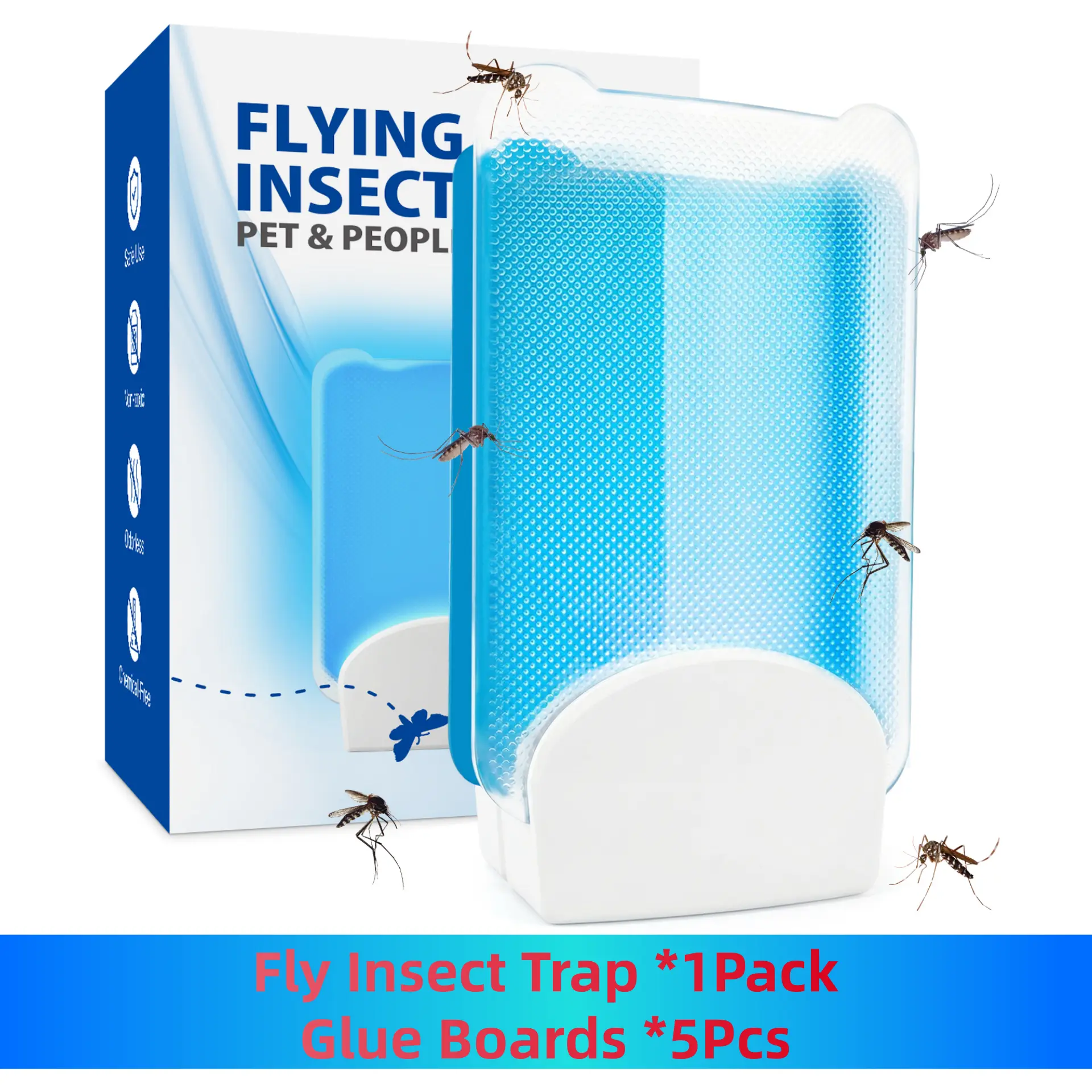 【Summer Survivals】JOYTUTUS UVA Light Attract Mosquito Fly Trap, Safer Home Sticky Mosquito Trap, Sticky Mosquito Lamp, Fruit Fly & Mosquito & Insect Trap,  Dimmable LED Night Light, with Refills 4 PCS Glue Boards