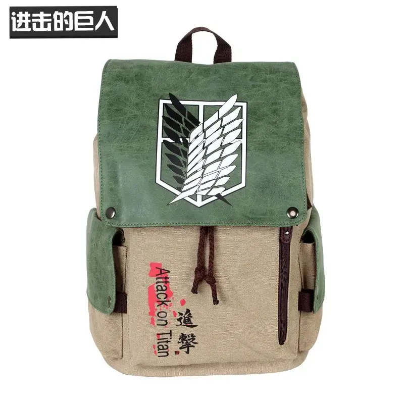 Anime Outdoor Backpack Attack Giant Canvas Durable Computer Bag 14 inch  women school backpack for college students