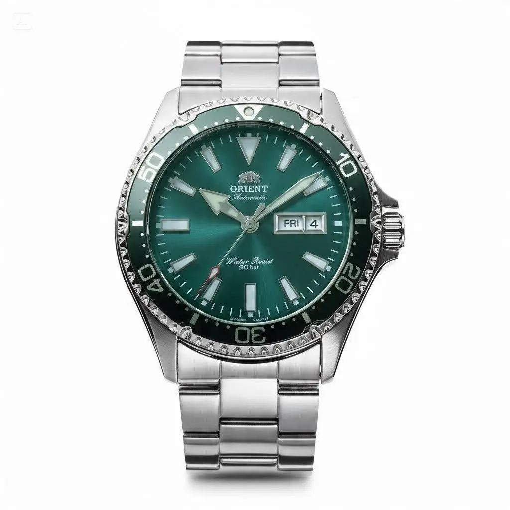 Men's Automatic Diver Watch - Unidirectional Rotating Bezel, Luminous Markers, Day-Date Dual Display, Solid Stainless Steel Bracelet, 20Bar Water Resistant, Multi-Color Dial Options, For Outdoor Casual Business Wear