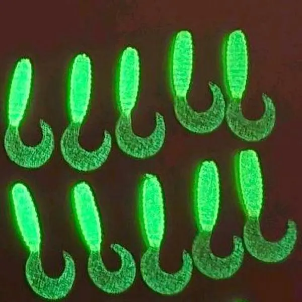 Micro Baits – 1" Glow Chartreuse Curly Tail Grub (28pk)