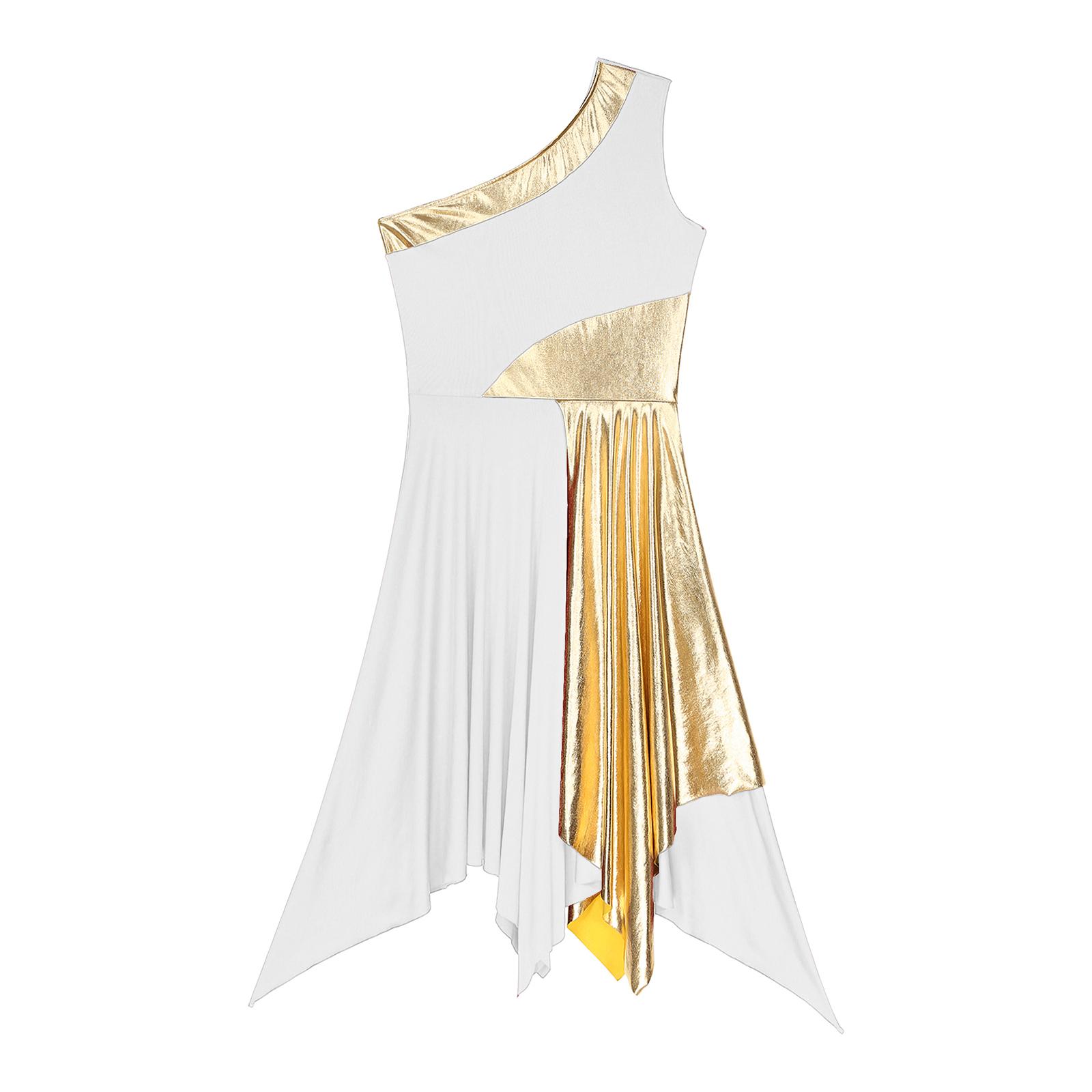 Women Church Choir Worship Praise Dress Modern Lyrical Dance Performance Costume One Shoulder Irregular Hem Dresses Dancewear Women Church Choir Worship Praise Dress Modern Lyrical Dance Performance Costume One Shoulder Irregular Hem Dresses Dancewear