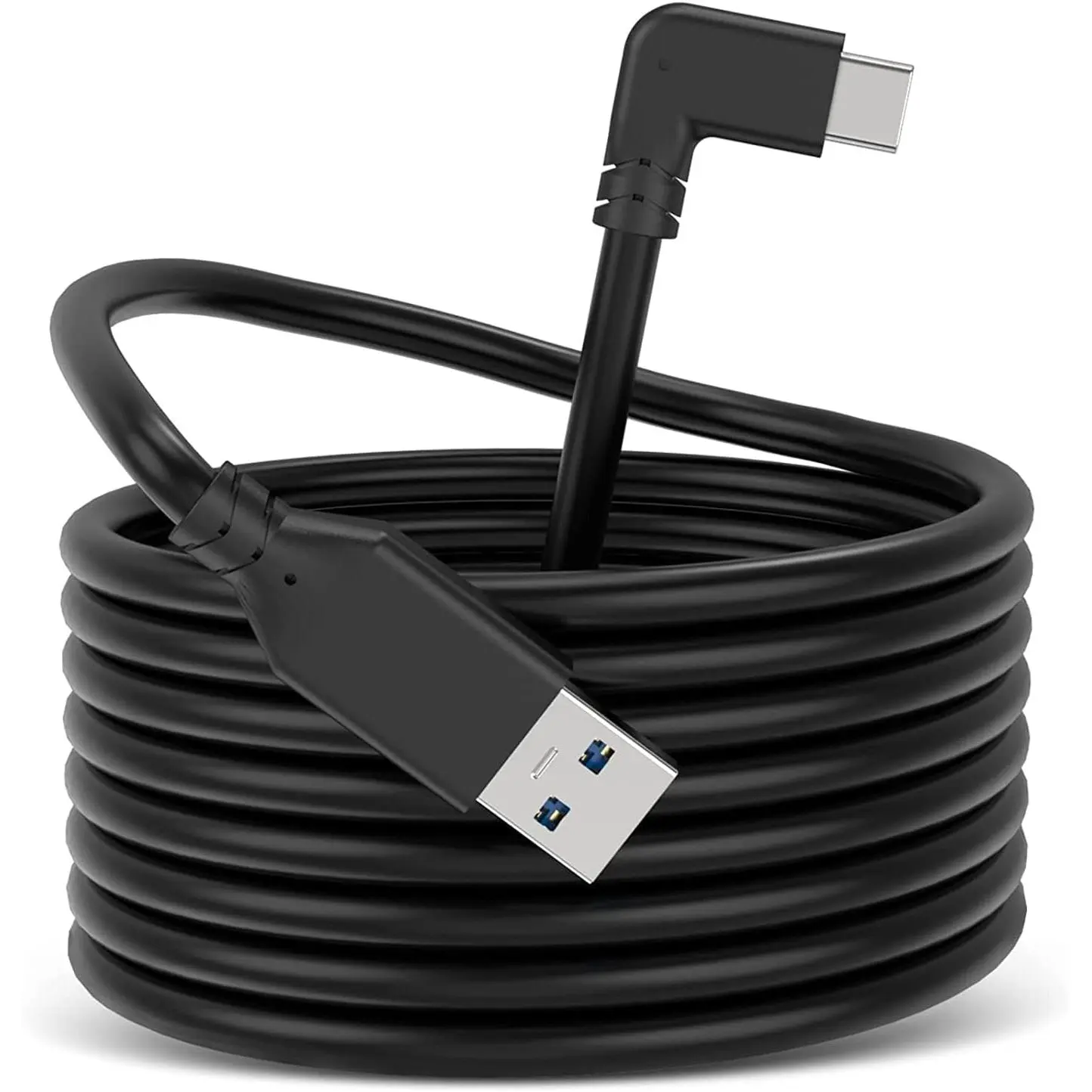 16FT (5m) Link VR Cable, USB 3.0 to USB Type C 90-Degree Right Angled Cable for Quest 2/Quest Pro/Pico 4 Headsets, Gaming PC, High-Speed Data Transfer Wearable Accessory