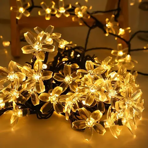 Cherry Blossom LED Fairy Lights Decorative Flower LED String Light, Battery Required Light String For DIY Wedding Birthday Party Bedroom Garden
