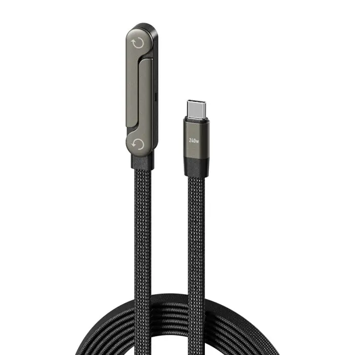 240W Fast Charging USB-C to USB-C Cable, L-Shaped Elbow Connector, 1.5m Long Charging Cord, Comfortable Handheld Design Without Blocking Grip