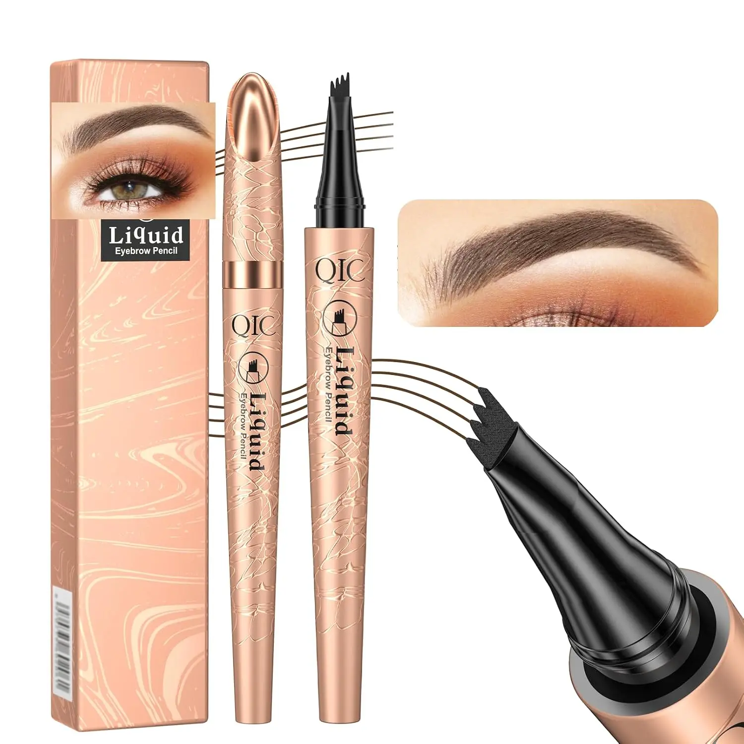 Eyebrow Pen Eye Brow Pen Micro 4 Point Long-Lasting Medium Brown | Liquid Eye Brow Microblading Pencil With Lift & Snatch for Precise Natural Brow Shaping, Waterproof Eyebrow Pencils for Women