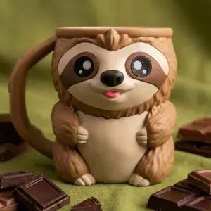 Sloth Ice Cream Pint Cozy with Spoon Slot | 16oz Insulated Pint Holder for Cold Hands | 3D Printed Beige