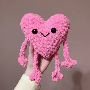 Crochet Heart Plushie, Amigurumi Leggy Heart, Pink