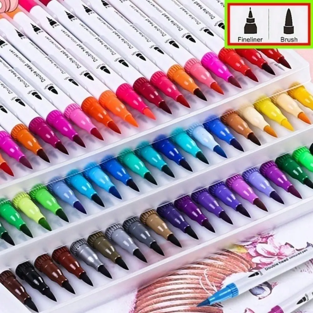 2/24/36/48/60 Colors Fine Liner Drawing Painting Watercolor Markers Pen Art Dual Tip Brush Pen Graffiti Pen Art Supplies Diy Art Design Art Marker Set Art Materials Art Craft Supplies