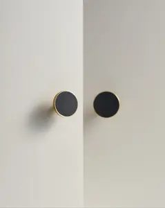 MADISON LEATHER & BRASS CABINET KNOB BLACK