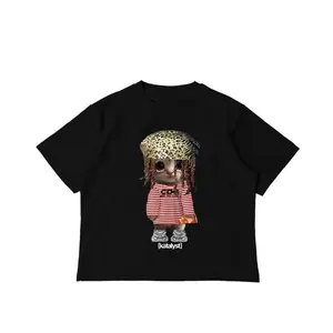 Che Kitty Shirt - Oversized Drop Shoulder vintage style top oversized  black  tee clothing