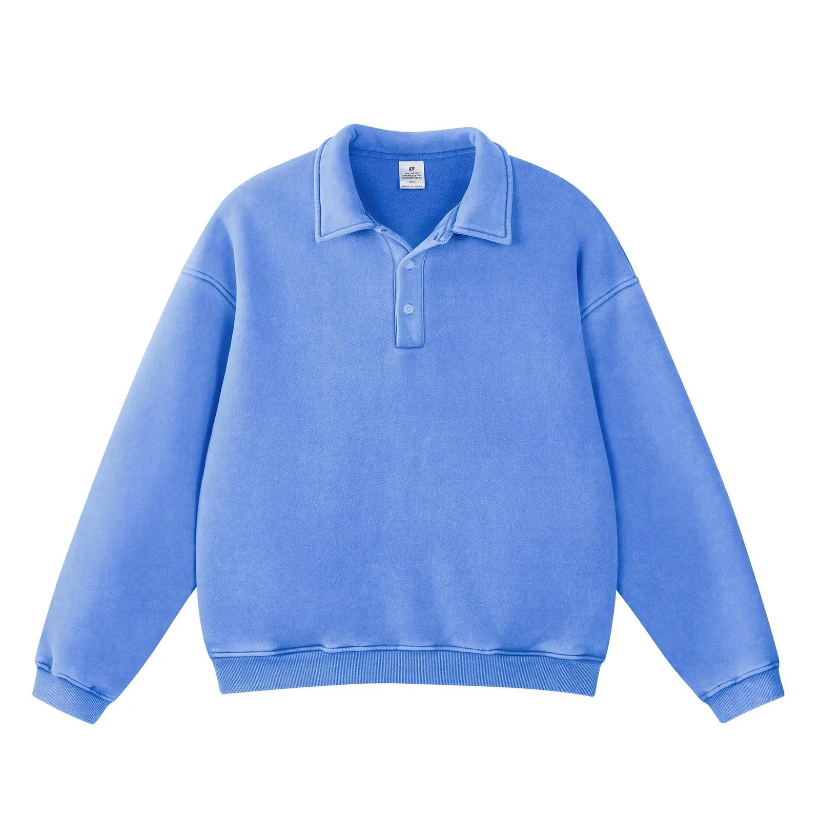 FAIABLE Oversized Henley Sweatshirt Women Men Fleece Lined Pullover Vintage Washed Baggy Sweatshirt Unisex Casual Streetwear Long Sleeve with Hidden Zipper Pockets