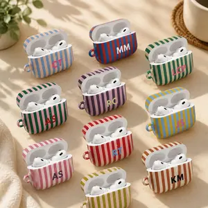Personalized Monogram AirPod Case Initial Name Airpods 4 Case Butter Yellow Airpod 4 Case Airpods Pro Case Airpod Pro 2 Case Airpods Cases, Custom Retro Lines Stripes