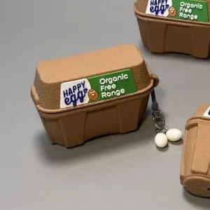 O'Case Egg Carton AirPods Case, Funny 3D Egg Box Silicone Protective Cover with Mini Egg Charm, Cute Novelty Food Shape Shockproof Case for AirPods 1 2 3 Pro, Y2K Kawaii Aesthetic Gift for Women Girls