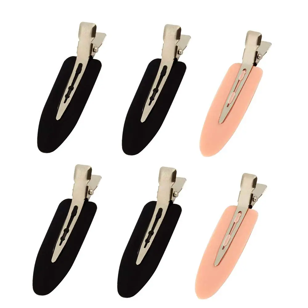 6 count No Bend Hair Clips, No Crease Hair Clip for Hairstyling, Makeup Clips for Women and Girls (Black&)