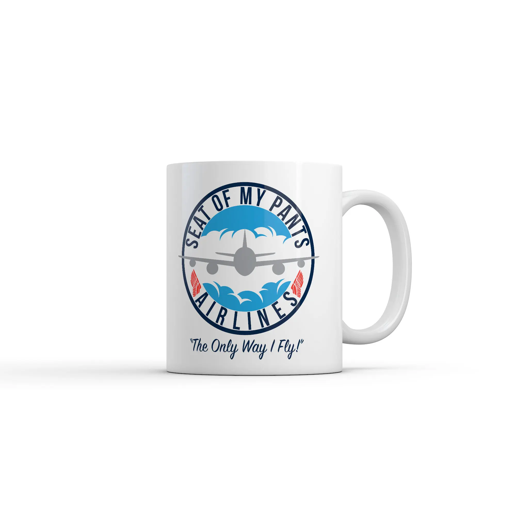 Seat Of My Pants Airlines Mug Funny Sarcastic Graphic Novelty Coffee Cup - 11oz Funny Coffee Mugs Ceramic Printed Drinkware Cup