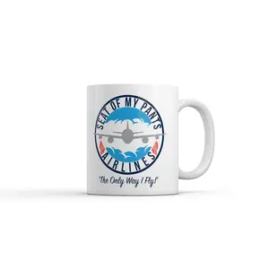 Seat Of My Pants Airlines Mug Funny Sarcastic Graphic Novelty Coffee Cup - 11oz Funny Coffee Mugs Ceramic Printed Drinkware Cup