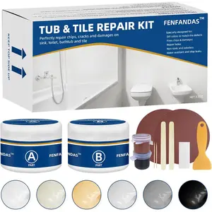 Tub and Fiberglass Shower Repair Kit White, 3.7oz Porcelain Tile Repair Kit, Porcelain Sink and Acrylic Bathtub Repair Kit for Cracks Chips Dents Holes Almond/Biscuit/Bone