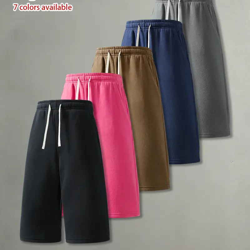 Pack of 4: summer men’s casual minimalist shorts—relaxed fit with a drawstring elastic waistband for comfort and skin-friendliness. Versatile seven-eighths shorts suitable for everyday wear, streetwear trends, fitness, and sports.