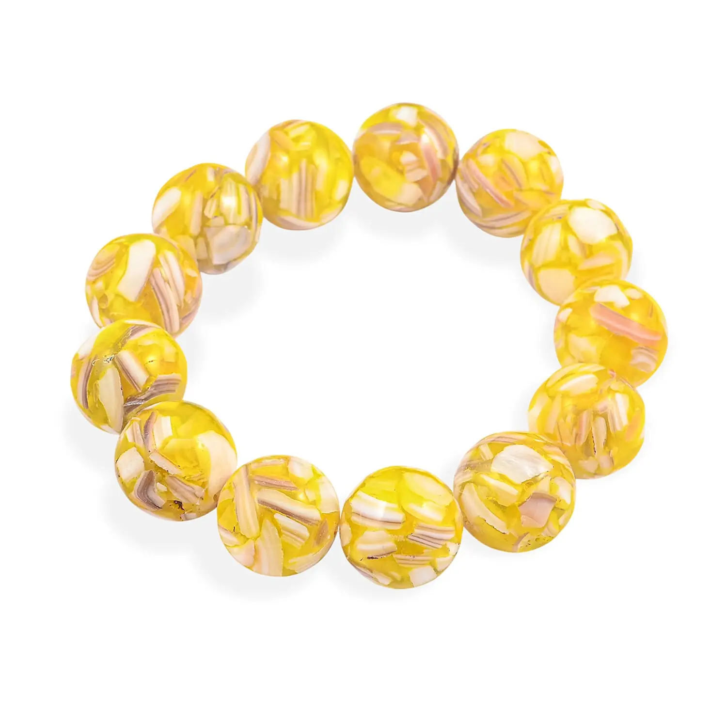 Mosaic Yellow Shell Pearl Stretch Bracelet