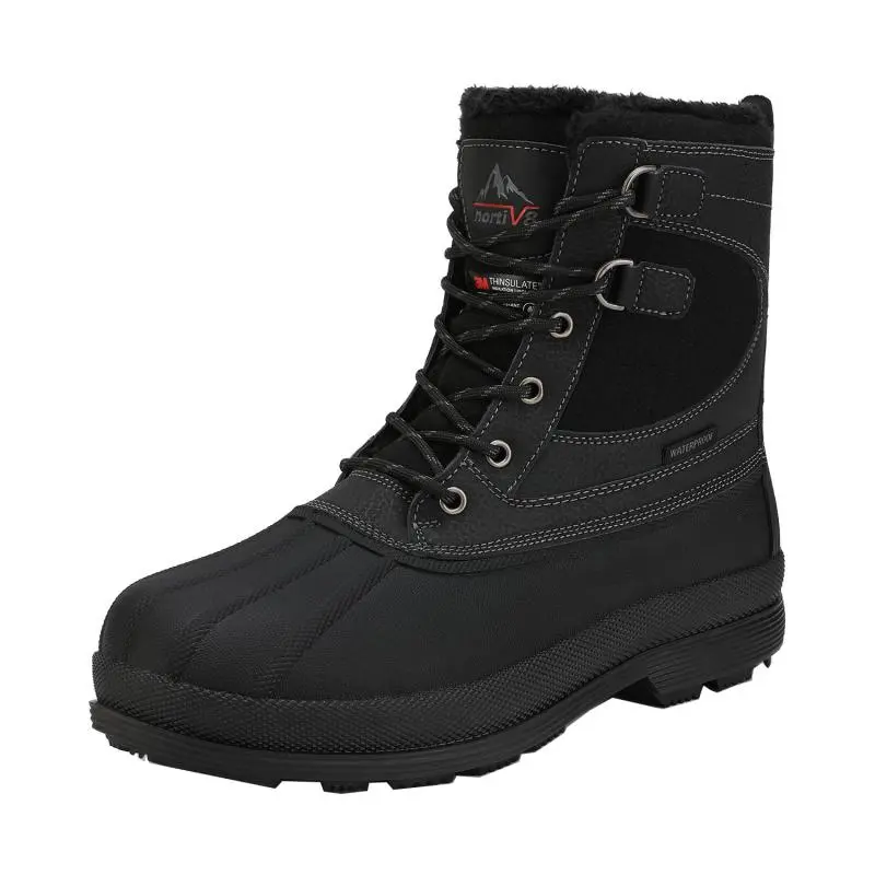 NORTIV 8 Men's Waterproof Winter Snow Boots, Insulated to -25F with Thinsulate, Synthetic Outdoor Footwear with Slip-Resistant Rubber Sole, Premium Boot, Laces, Slip-Proof, Seam-Sealed, 200G Thinsulate Insulation, Anti-Collision, Durable & Slip Resistant
