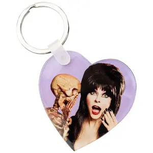 Elvira Heart Purple Skeleton Acrylic Heart Keychain