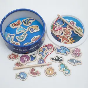 Baby Ocean Fishing Game Toy, Toddler Pretend Play, Hand-Eye Coordination Focus Training, Magnetic Sea Life Educational Toy for Infants