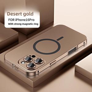 Alloy Aluminum Metal Mag Safe Magnetic Case for iPhone 16 15 14 13 12 Pro Max, Ultra Thin Phone Case Full Coverage Lens Protective Wireless Charging Protective Cover