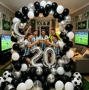 66Pcs Black Silver 20th Birthday Party Balloon Kit, Happy Birthday Banner, Moon & Star Foil Balloons, Giant 32 Inch Number 20 Foil Balloon, Confetti Latex Balloons, Complete Decor Supplies for Women Girls 20 Year Old Bedroom Birthday Photo Backdrop