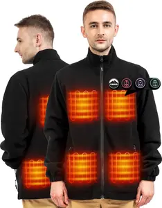 ARRIS Men`s Heated Fleece Jacket with Battery, Electric Heating Coat Full Zip with Hand Warmer