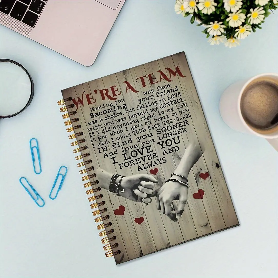 Romantic Love Journal Notebook, We Are A Team Capture Dating Moments & Love Letters Spiral Notebook, Perfect for Recording Relationship Milestones