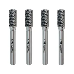 SA-3 Tungsten Carbide Burr Rotary File, Cylinder Shape Double Cut, 4pcs Drill Bits Tool Accessories