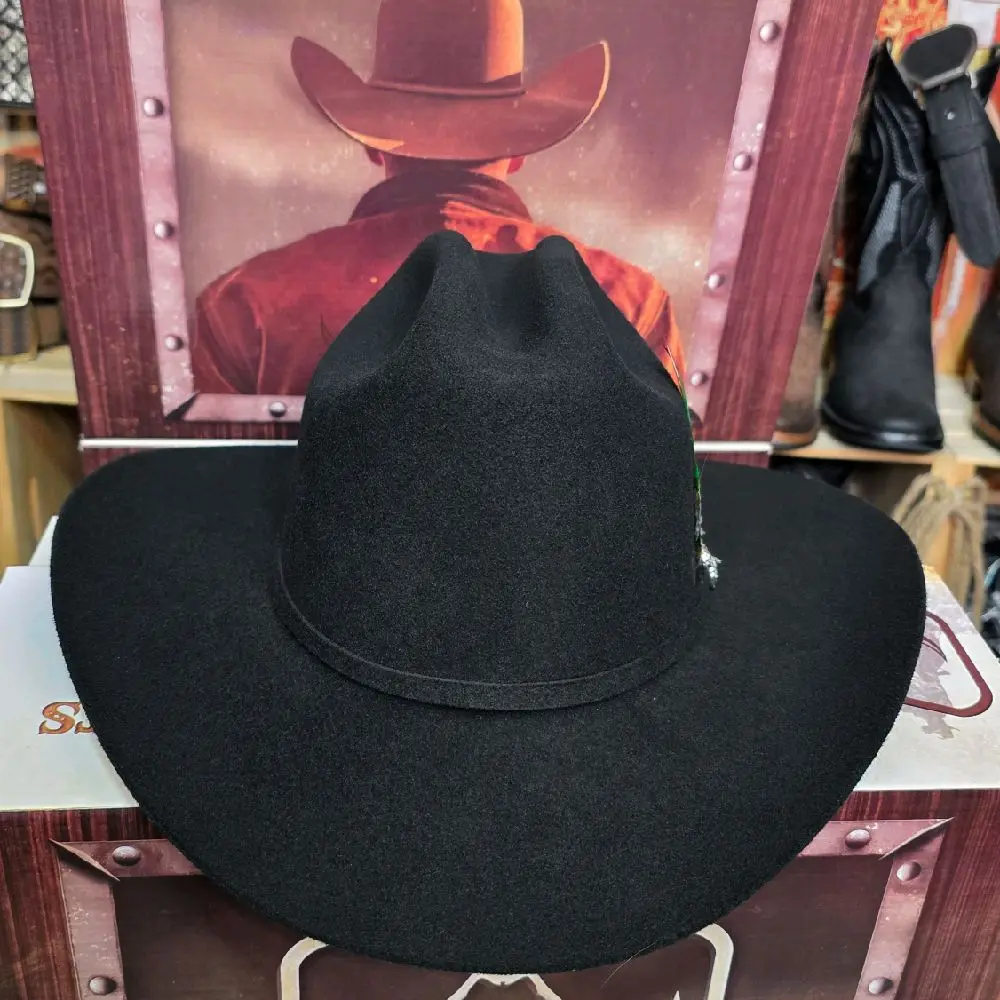 Texana Montero 100X Sinaloa Style Black Hat for Men Small Cup 3.5 Inch Brim