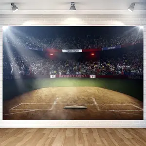 Baseball Field Stadium Backdrop Wall Banner Photography Background for Baseball Theme Party Decorations Supplies 70.8 x .2 Inch