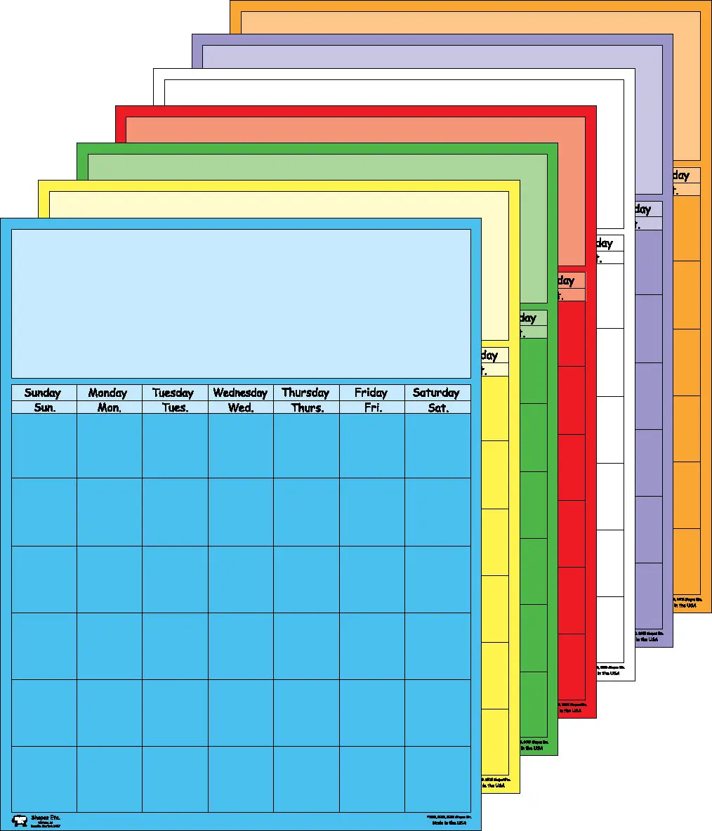 SHAPES ETC. 7-Piece Calendar Set - Desk Calendar, Wall Planner, Office Stationery Supplies